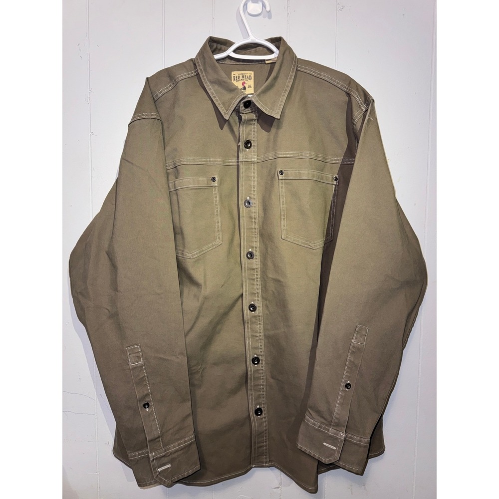 RedHead Brand Co Mens 2XL Khaki Tan Button Down Shirt Long Sleeve 602RHF23-8089W